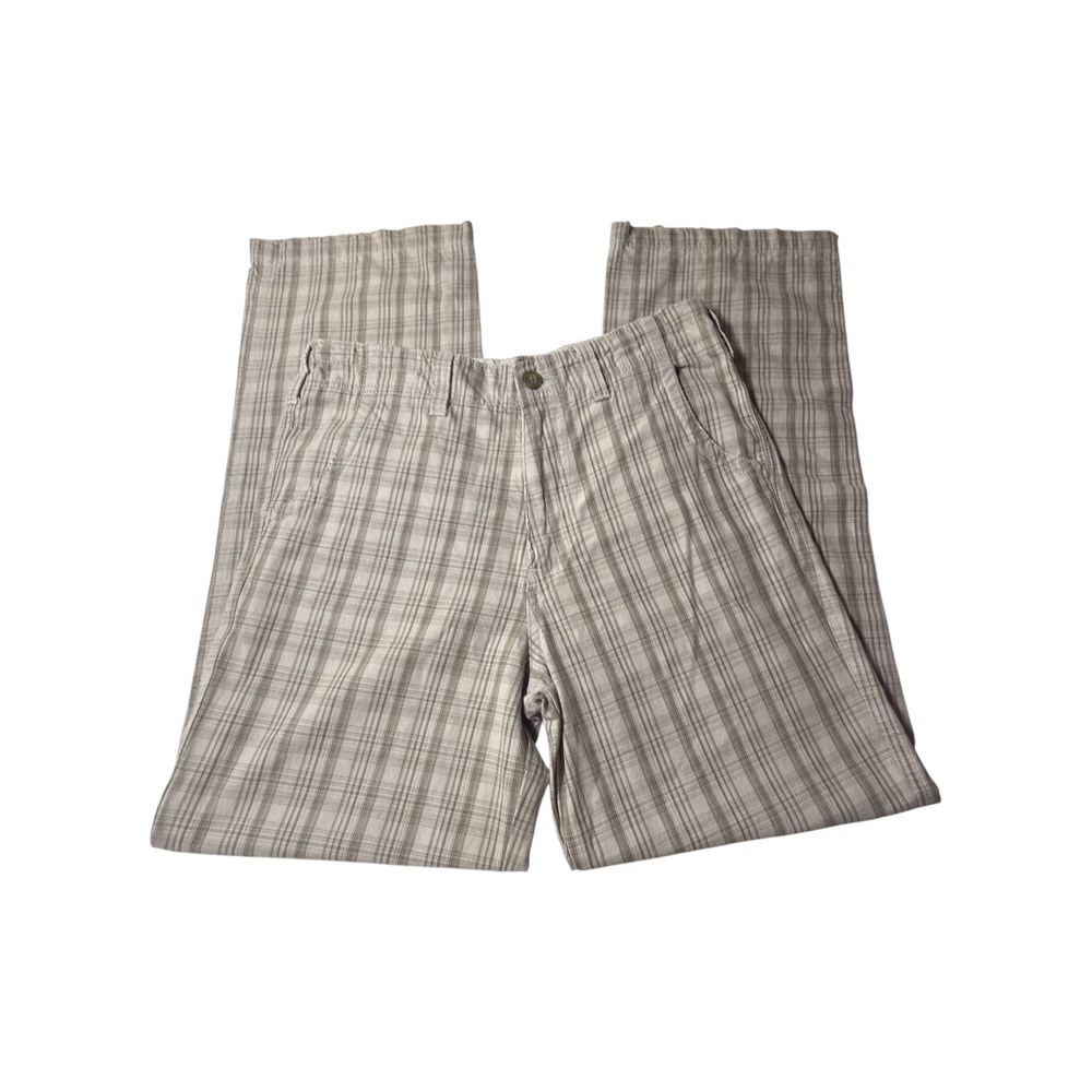 Vintage Y2K Fossil Tan Plaid Straight Leg Pants Men's 30R  100% Cotton